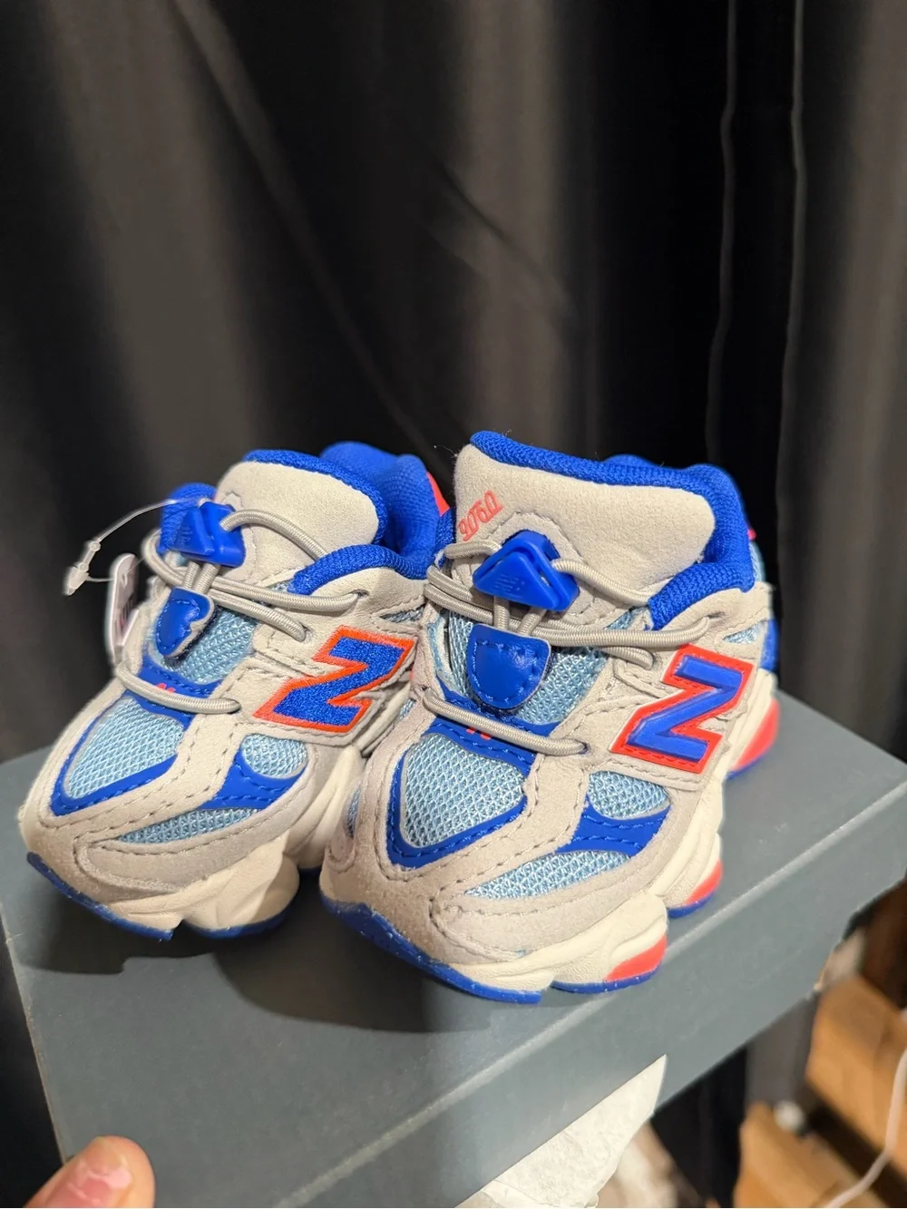 New Balance baby Gray, Blue and Coral Athletic Sneakers